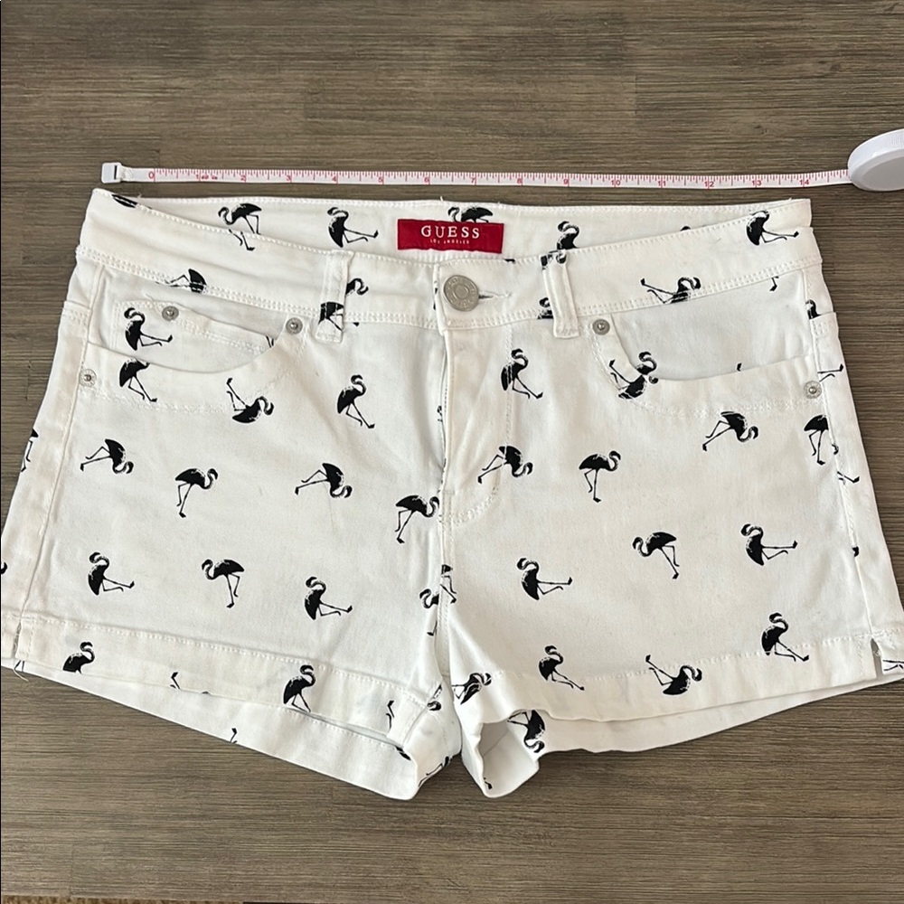 Guess White Shorts Playful Design Size Small